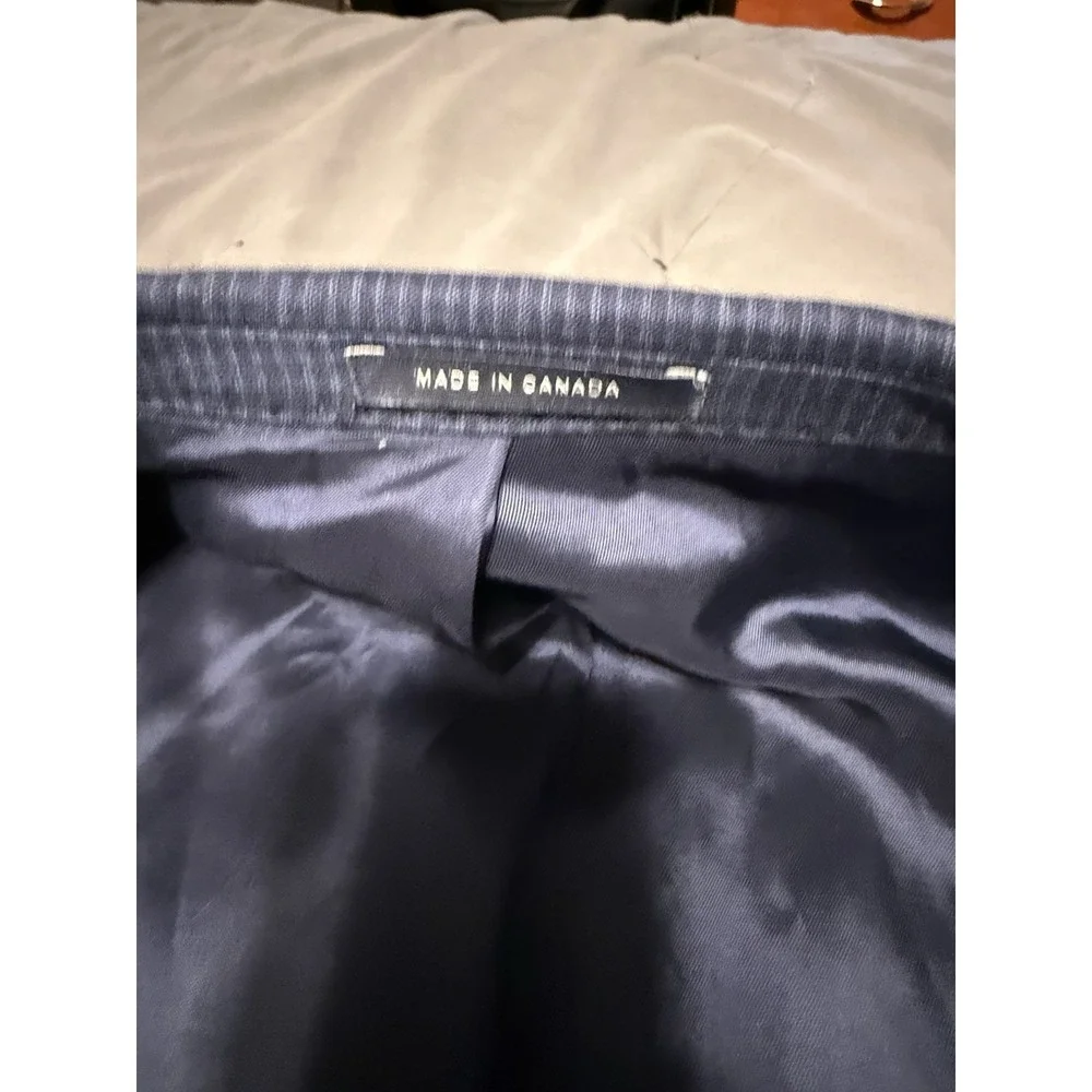 Loro Piana On The Move Performance Suite Navy Stripe‎ Wool Silk 46L 40W Cremieux